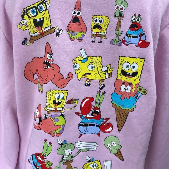Nickelodeon Pink Spongebob Squarepants Long Sleeve Fleece Sweatshirt Top Size L - Picture 4 of 6